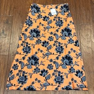 NWT! Medium A.n.a A-Line Double Side Slits Skirt in Orange with Black Floral